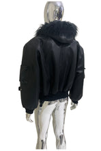 Load image into Gallery viewer, Mauroicardi Autumn Winter Short Oversized Black Warm Pu Leather Jacket Men with Faux Fur Trim Hood Loose Casual Korean Fashion
