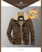 Load image into Gallery viewer, Winter 2025 New Fashion Men's Thicken Stand Collar Casual Trendy Turn-down Collar Warm Corduroy Jacket Male Clothes Coat Tops
