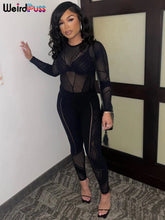 Cargar imagen en el visor de la galería, Weird Puss See Through  Long Sleeve Hollow Out  Jumpsuit
