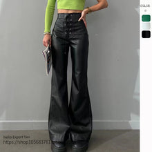 Lade das Bild in den Galerie-Viewer, High Waist Flared Pants PU Leather
