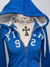 Load image into Gallery viewer, 2025 new blue sweatshirt for women fall and winter gothic American retro casual bulk streetwear Y2K design Slim cardigan jacket
