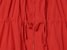 Load image into Gallery viewer, Red Long-Sleeve Drawstring Decorative Festive Hoodie Zipper Cardigan Casual Versatile Jacket
