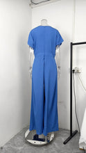 Load image into Gallery viewer, Elegant Jumpsuit Spring Summer New Women's Solid Color High Waist Sexy V-neck Short Sleeved Commuting Wide Leg Jumpsuit

