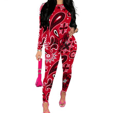 Load image into Gallery viewer, Women's Long Sleeved Two-Piece Set, Fashionable Striped Printed Retro Style Two-Piece Set.
