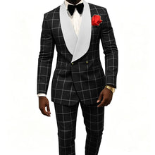 Load image into Gallery viewer, Men's Suit – Plaid Fabric, Groom's Tailcoat for Weddings, Classic Custom 2-Piece Suit (Jacket &amp; Trousers)
