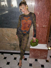 Load image into Gallery viewer, Weird Puss Sexy  Tie-Dye Print o-Neck Full Sleeve Zip Slim Jumpsuit
