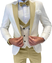 Load image into Gallery viewer, Mens Jacquard Suit 3 Piece Slim Fit Suits Prom Formal Business Suit for Men Jacket Vest Pants Wedding Suit
