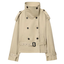 Load image into Gallery viewer, HXAO Women's Belt Trench Coat Demi-Season News And Jackets Double Breasted Cropped Windbreaker Coat Long Sleeve Female Trenches
