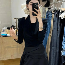 Load image into Gallery viewer, Women's 2-Piece Set: Wrap-Front Long-Sleeve Top Wide-Leg Pants
