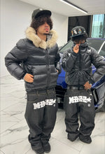 Lade das Bild in den Galerie-Viewer, Casual  Print Letters Straight Wide Legs Black Baggy Jeans

