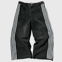 画像をギャラリービューアに読み込む, Y2K Harajuku striped embroidery texture casual jeans for men and women retro hip-hop street loose high-waisted wide-leg pants
