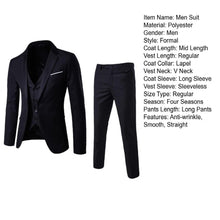 Load image into Gallery viewer, Men Blazers 3 Pieces Slim Fit Turn down Collar Vest Pants Jackets Suit
