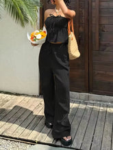 Load image into Gallery viewer, 2 Piece Sets Woman Outfits, New Women's Casual Two-Piece Lace Up Top and Pants
