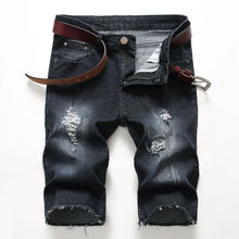 Load image into Gallery viewer, 2026 Summer Men's Red Rose Embroidered Jeans Shorts, Fashion Casual Shorts Black Blue White Men Torn and Frayed Denim Shorts
