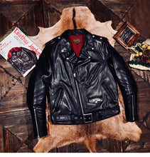 Load image into Gallery viewer, YR!Top.Classic 613 Motor Biker Style, Retro Genuine Leather Jacket, Luxury Tanned Cowhide Coat, Vintage Leather, 1.5mm Horsehide
