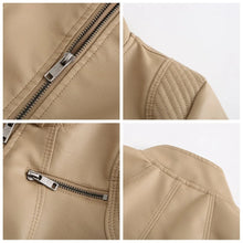 Load image into Gallery viewer, Faux Leather Motorcycle Jacket for Women, Female Coat, Moto Biker, Purple, Black, Zipper windproof jacket leather jacket
