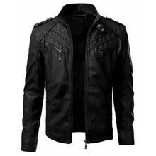 Load image into Gallery viewer, Men Faux Leather Jacket Motorcycle 5Xl Men Jackets Black Jaqueta De Couro Masculina Outwear Male Slim Fit Pu Leather Coats Man
