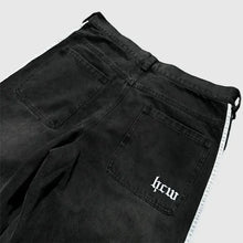 画像をギャラリービューアに読み込む, Y2K Harajuku striped embroidery texture casual jeans for men and women retro hip-hop street loose high-waisted wide-leg pants
