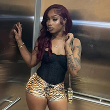 Lade das Bild in den Galerie-Viewer, CUTENOVA Tiger Print Tie String Skinny Ultra Shorts
