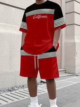 Cargar imagen en el visor de la galería, Men's Striped  Pattern Print Outdoor Two Piece Set
