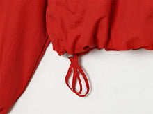 Load image into Gallery viewer, Red Long-Sleeve Drawstring Decorative Festive Hoodie Zipper Cardigan Casual Versatile Jacket
