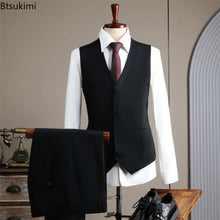 Load image into Gallery viewer, High Quality Men's Suit (jacket+vest+pants) Formal Business Office Men's Suits Groom Wedding Party Dress Solid Color Suit S-4XL
