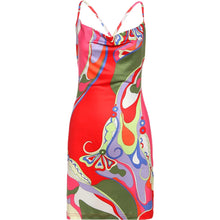 Cargar imagen en el visor de la galería, Weird Puss Colorful Print Backless Sleeveless Dress
