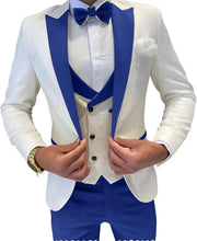 Load image into Gallery viewer, Mens Jacquard Suit 3 Piece Slim Fit Suits Prom Formal Business Suit for Men Jacket Vest Pants Wedding Suit
