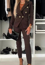 Load image into Gallery viewer, Two Piece Sets Woman Outfit 2025 Spring Solid Color Versatile Temperament Blazer Coat &amp; Fashiona Casual Pocket Design Pants Set
