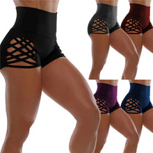 Load image into Gallery viewer, Women High Wasit Hollow-out Workout Safty Shorts
