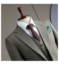 Load image into Gallery viewer, High Quality Men's Suit (jacket+vest+pants) Formal Business Office Men's Suits Groom Wedding Party Dress Solid Color Suit S-4XL
