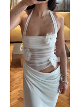 Charger l'image dans la galerie, Dulzura Summer Halter Backless Flower Decoration Sheer Mesh Long Dress
