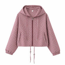 Load image into Gallery viewer, Women's Plaid Hooded  Elegant  Jacket

