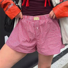Load image into Gallery viewer, Women's  Elastic Waistband, Checkered Shorts,
