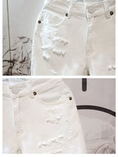 Load image into Gallery viewer, 2022 Summer Fashion Cropped Men's Tattered Ripped Shorts Loose Straight Casual White Denim Pants Streetwear Men Boyfriend Jeans
