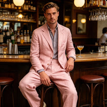 Load image into Gallery viewer, Men's Linen Suit 2 Pieces Luxury Slim Fit Casual Blazer Straight Leg Pants Breathable Wrinkle Resistant Lightweight For Wedding

