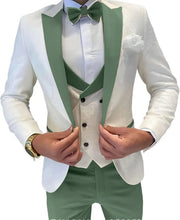 Load image into Gallery viewer, Mens Jacquard Suit 3 Piece Slim Fit Suits Prom Formal Business Suit for Men Jacket Vest Pants Wedding Suit
