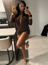 Load image into Gallery viewer, Women Mini Dress Style  Cleavage Full Sleeve Sheath Vestidos
