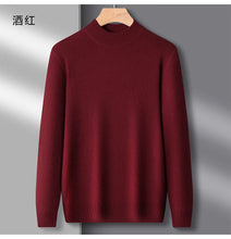 Load image into Gallery viewer, Men's Mock Neck 100% Pure Woolen Sweaters Autumn Winter Warm Cashmere Sweater Solid Knitted Pullovers for Men Slim Knitwear Tops
