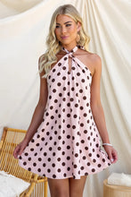 Load image into Gallery viewer, Women's Mini Dress Light Pink Polka Dot Halter Neck Sleeveless Dress Spring Summer Keyhole Backless A-Line Casual Beach Vacation
