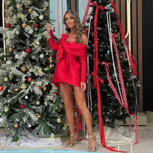 Load image into Gallery viewer, Red Mini Party Dress for Women 2026 Off The Shoulder Full Sleeves Short Cocktail Dress Celebrity Festival Prom Gowns Customized
