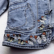 Load image into Gallery viewer, Women's Short Cropped Denim Jacket
