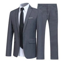 Load image into Gallery viewer, Men Suit Set Turndown Collar Lapel Pockets Buttons Groom Suit Set Solid Color Suit Pants Two Pieces Set Stylish Men Sets
