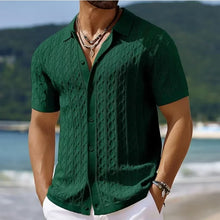 Load image into Gallery viewer, Summe Embroidery Men's Short Sleeved Fashion knitted Shirt 2025 Men's Business Solid Color Casual Button Cardigan POLO Shirt Top
