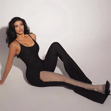 Load image into Gallery viewer, Gauze Jumpsuits Solid Black Jump Suits For Women Overalls Sleeveless Combinaison Femme Flare Pants Romper Monos Mujer Elegante
