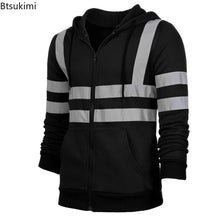 Load image into Gallery viewer, Men's Reflective Strip Hoodie Jackets
