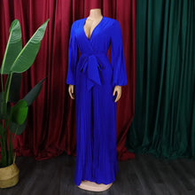 Load image into Gallery viewer, Elegant Pleated Jumpsuits &amp; Rompers Full Sleeve V Neck High Waisted Fashion Ladies Birthday Party Dinner Outfits Overalls Cloth
