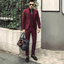 Load image into Gallery viewer, Men Blazers 3 Pieces Slim Fit Turn down Collar Vest Pants Jackets Suit
