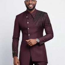 Load image into Gallery viewer, Men Suits 2 Pieces Jacket Pants Skinny Fashion Beaded Groom Wedding Tuxedos
