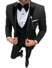 Load image into Gallery viewer, Mens Suits Wave Point Three Pieces Men Dress Suits Casual Commuter Office Business Suits for Wedding (Blazer+Vest+Pants)
